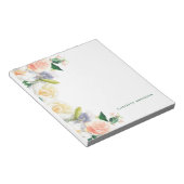 赤面ピンクローズ金ゴールド花模様名スクリプト ノートパッド (アングル)