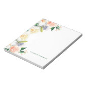 赤面ピンクローズ金ゴールド花模様名スクリプト ノートパッド (回転)