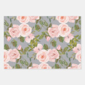 赤面ピンクローズ金ゴールド葉ズグリーリー ラッピングペーパーシート (正面2)