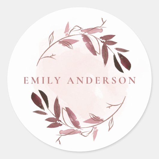 赤面ピンクローズ金ゴールド葉リースプロフェッショナル ラウンドシール (正面)