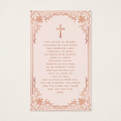 赤面ピンクローズ金ゴールド葬儀記念祈りの言葉カード (裏面)