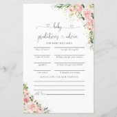 赤面ピンクローズ金ゴールド赤ちゃんシャワー予測カード (正面)