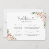 赤面ピンクローズ金ゴールド赤ちゃんシャワー予測カード 招待状 (正面)