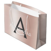 赤面ピンクローズ金ゴールド金属箔モノグラムの ラージペーパーバッグ (裏面アングル)