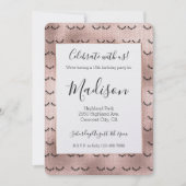 赤面ピンクローズ金ゴールド黒まつ毛 招待状 (正面)