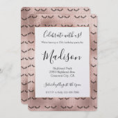 赤面ピンクローズ金ゴールド黒まつ毛 招待状 (正面/裏面)