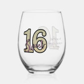 赤面ピンクローズ金ゴールドSweet sixteen ステムなしワイングラス (裏面)