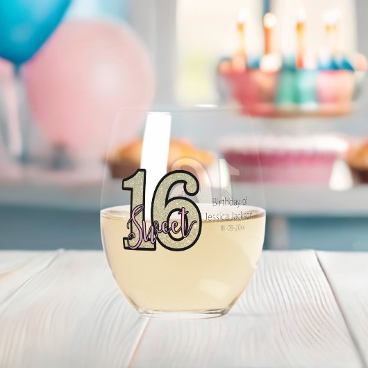 赤面ピンクローズ金ゴールドSweet sixteen ステムなしワイングラス (インサイチュ (ベビーシャワー))