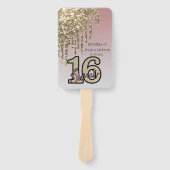 赤面ピンクローズ金ゴールドSweet sixteen ハンドファン (正面)