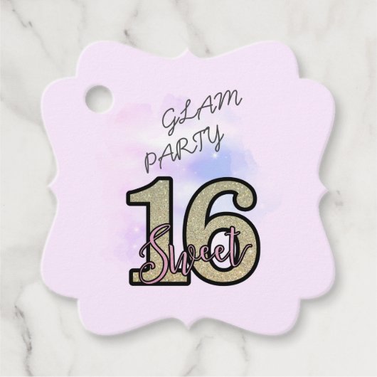 赤面ピンクローズ金ゴールドSweet sixteen フェイバータグ (正面)