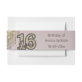 赤面ピンクローズ金ゴールドSweet sixteen 招待状ベリーバンド