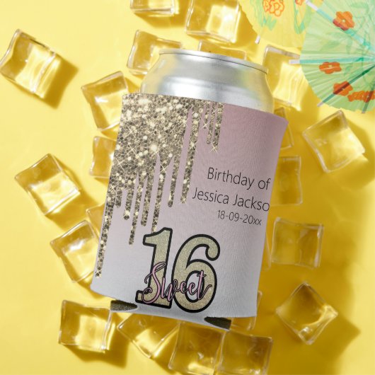 赤面ピンクローズ金ゴールドSweet sixteen 缶クーラー (インサイチュ 夏)