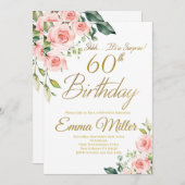 赤面ピンクローズ60thバースデーパーティー 招待状 (正面/裏面)