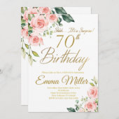 赤面ピンクローズ70thバースデーパーティー 招待状 (正面/裏面)