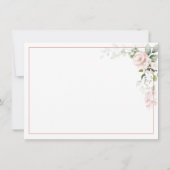 赤面ピンクローズ、ハミングバード、セージグリーングリーン ノートカード (裏面)