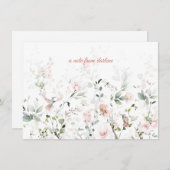 赤面ピンクローズ、ハミングバード、セージグリーンリー ノートカード (正面/裏面)