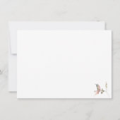 赤面ピンクローズ、ハミングバード、セージグリーンリー ノートカード (裏面)