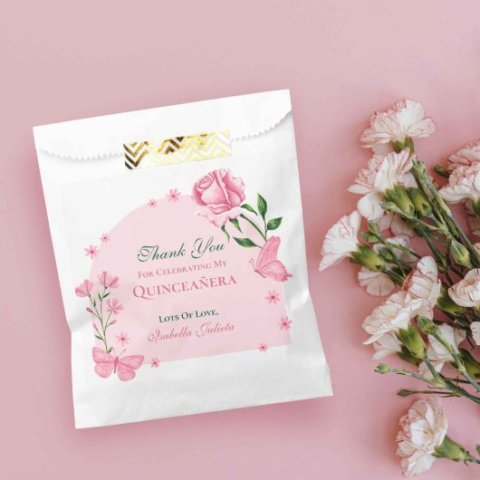 赤面ピンクローズ&バタフライフローラキンセアニラ フェイバーバッグ