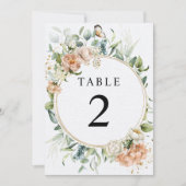 赤面ピンクローズ&ユーカリ表番号 招待状 (正面)