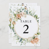 赤面ピンクローズ&ユーカリ表番号 招待状 (正面/裏面)