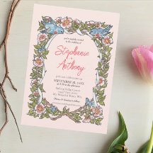 赤面ピンクローズ&ラブバードパステル縁ど結婚ズ