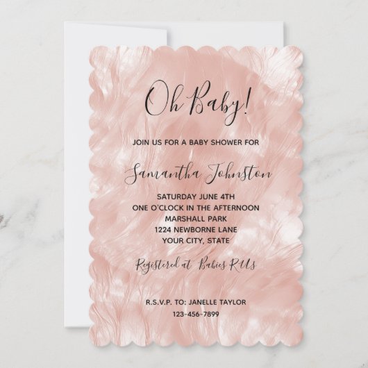 赤面ピンクローズ 招待状 (正面)