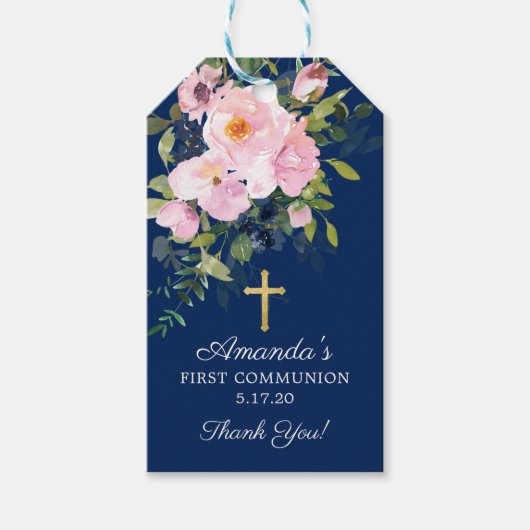 赤面ピンクローズ&牡丹ファースト共産主義 ギフトタグ (正面)