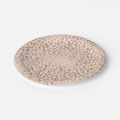 赤面ピンクローズ&金ゴールドドット紙吹雪グエレガントラム ペーパープレート (アングル)