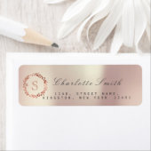 赤面ピンクローズVIPモノグラム差出人住所ラベル ラベル (インサイチュ)