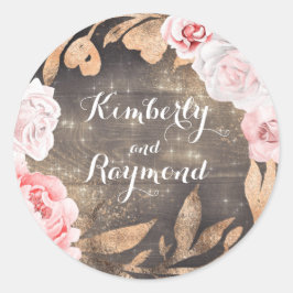 赤面ピンクローゼアンドプニー素朴金ゴールドグリッター ラウンドシール