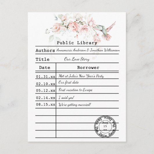 赤面ピンクローゼスセージ緑の離れハミングバード ポストカード (正面)