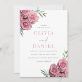 赤面ピンクローゼスセージ離れグリーン結婚ズ 招待状 (正面)