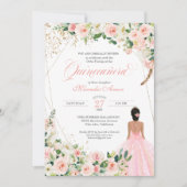 赤面ピンクローゼスフローラキンセアニェラ誕生日 招待状 (正面)