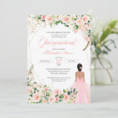 赤面ピンクローゼスフローラキンセアニェラ誕生日 招待状 (スタンド正面)