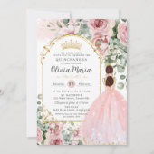 赤面ピンクローゼスフローラドレスキンセアニラスウィート16 招待状 (正面)