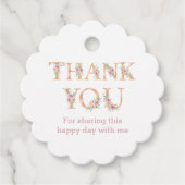 赤面ピンクローゼスフローラブライダルシャワーサンキュー フェイバータグ (正面)