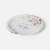 赤面ピンクローゼスフローラブライダルシャワー ペーパープレート (アングル)