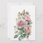 赤面ピンクローゼスフローラブライダルシャワー 招待状 (裏面)