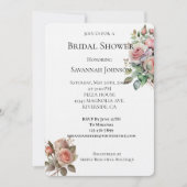 赤面ピンクローゼスフローラブライダルシャワー 招待状 (正面)