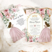 赤面ピンクローゼスフローラ金ゴールドキンセアニラスウィート16 招待状