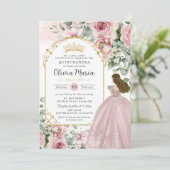 赤面ピンクローゼスフローラ金ゴールドキンセアニラスウィート16 招待状 (スタンド正面)