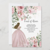 赤面ピンクローゼスフローラ金ゴールドキンセアニラスウィート16 招待状 (裏面)