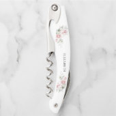 赤面ピンクローゼスブライダルシャワーウェイターズコルクスクリュ ソムリエナイフ (正面)