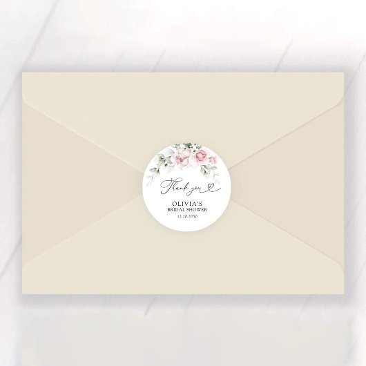 赤面ピンクローゼスブライダルシャワー ラウンドシール