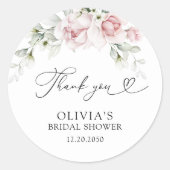 赤面ピンクローゼスブライダルシャワー ラウンドシール (正面)