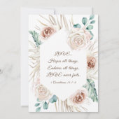 赤面ピンクローゼスボホーフローラクリスチャン結婚ズ 招待状 (裏面)