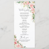 赤面ピンクローゼス結婚式 プログラム (裏面)