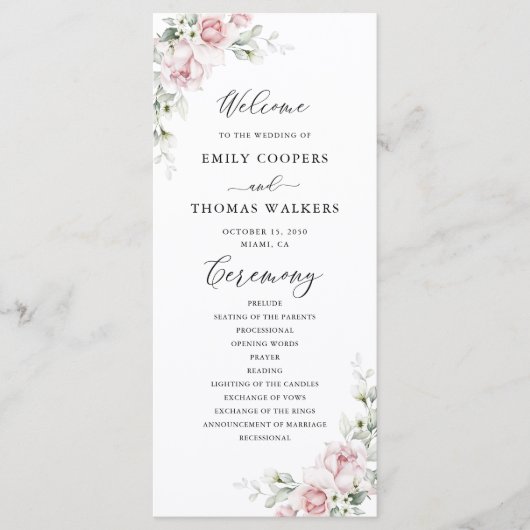 赤面ピンクローゼス結婚式 プログラム (正面)