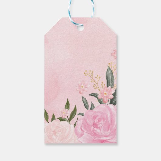 赤面ピンクローゼス金ゴールドグリッターサンキュー ギフトタグ (裏面)