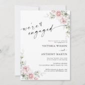 赤面ピンクローゼズウィーズ婚約した招待状 招待状 (正面)